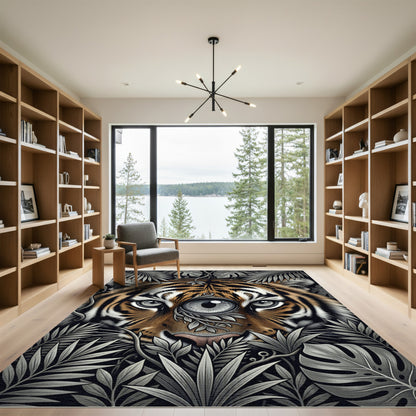 Mystical Tiger Eye Jungle Leaves Rug