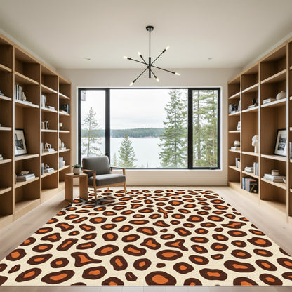Cream Brown Animal Print Spots Rug