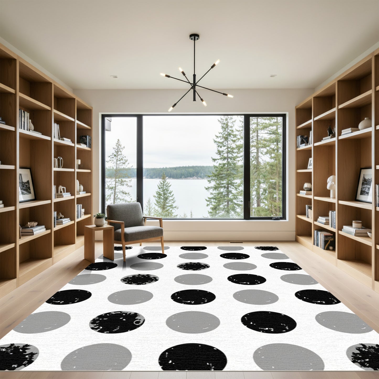 Monochrome Textured Polka Dot Rug