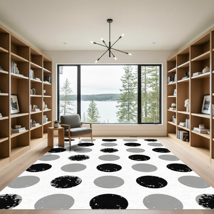 Monochrome Textured Polka Dot Rug