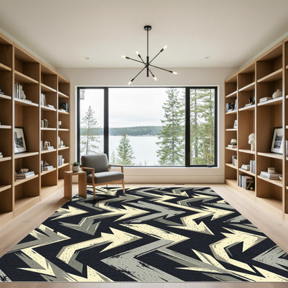 Industrial Beige and Grey Arrow Zigzag Rug