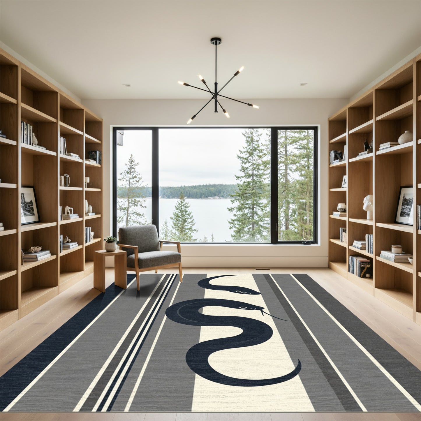 Dark Eels Abstract Striped Rug