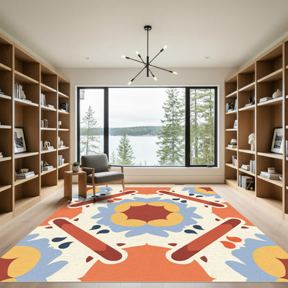Terra Cotta Symmetrical Floral Medallion Rug