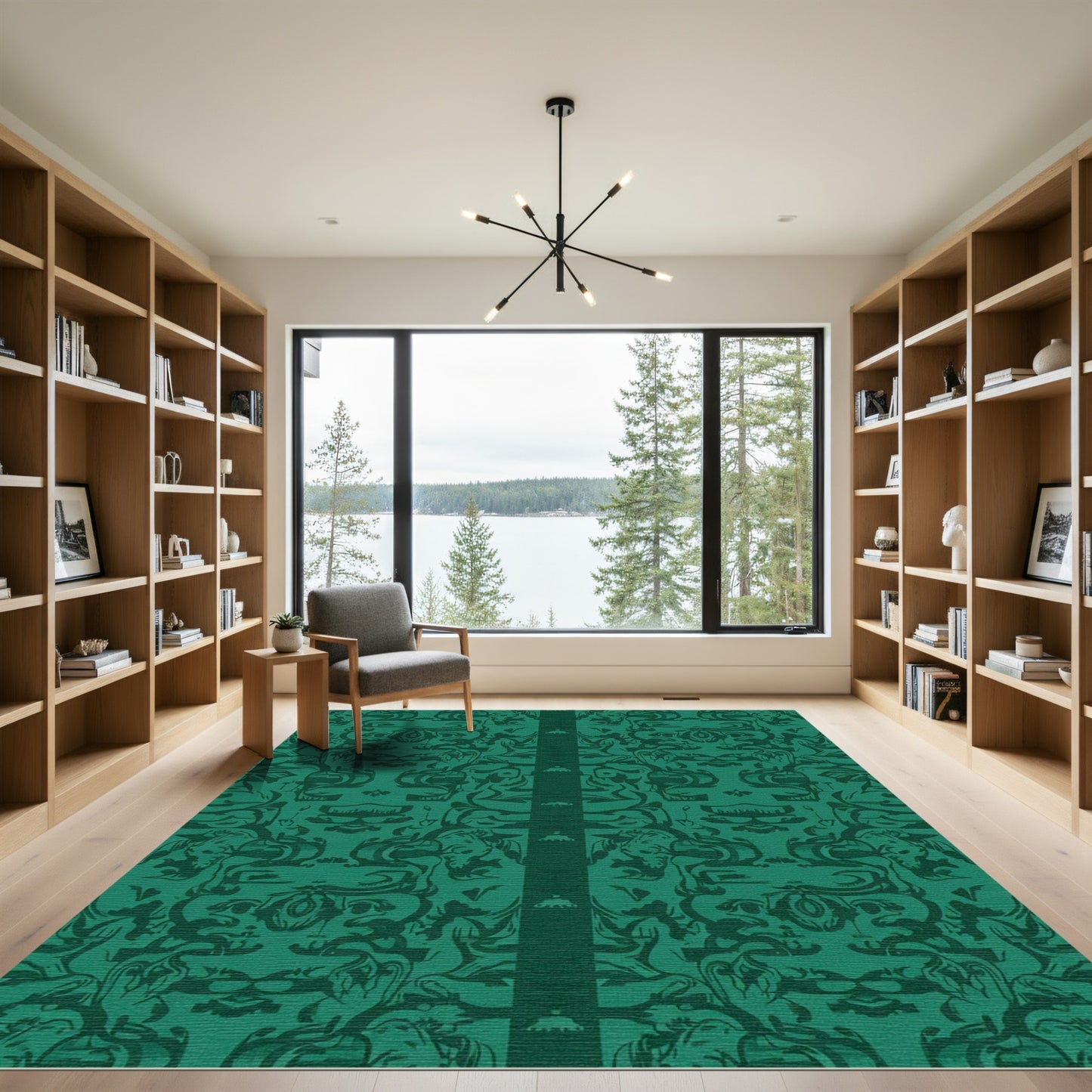 Emerald Lush Scrollwork Baroque Rug