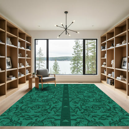 Emerald Lush Scrollwork Baroque Rug