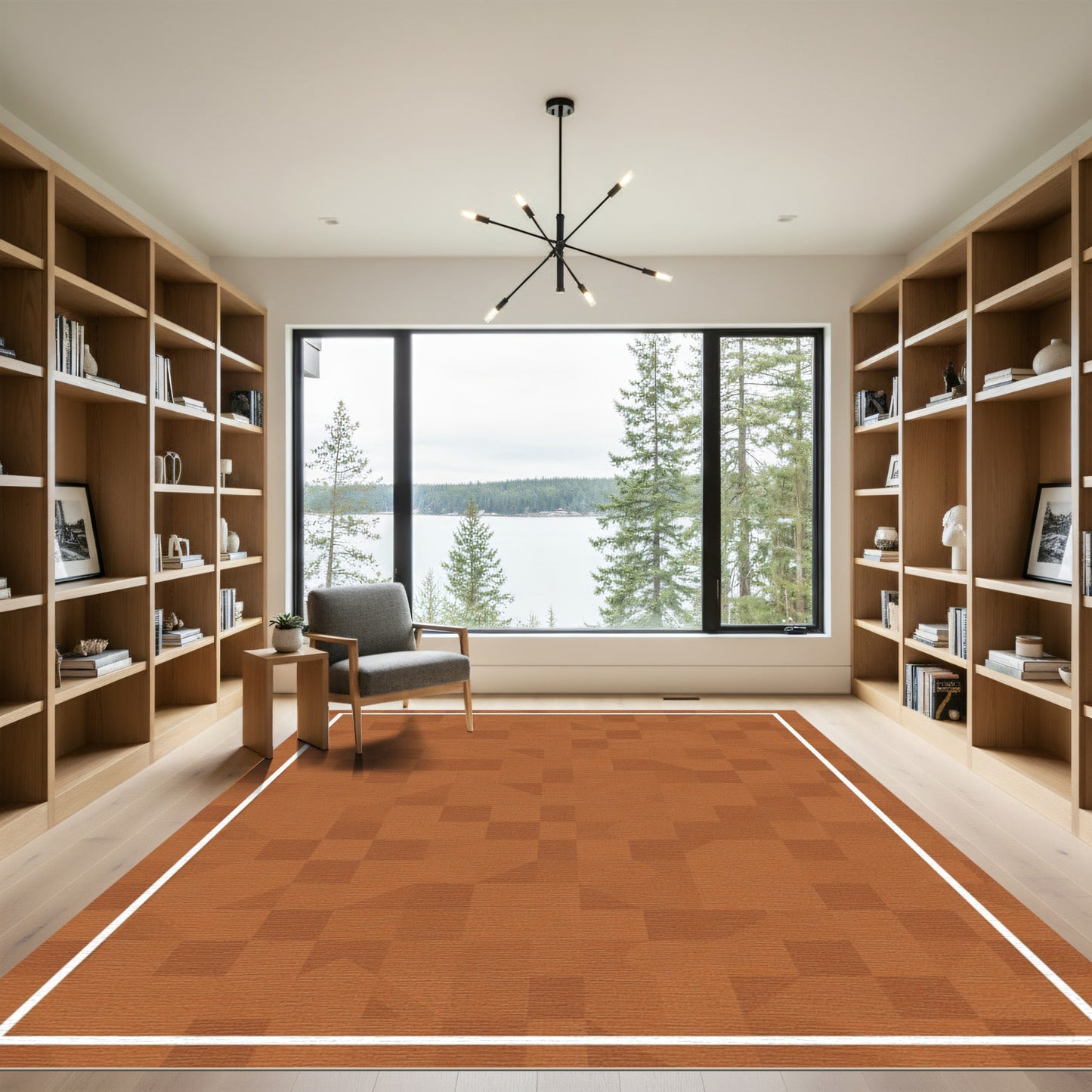 Terracotta Geometric Mosaic Composition Rug