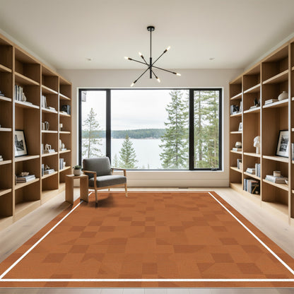 Terracotta Geometric Mosaic Composition Rug