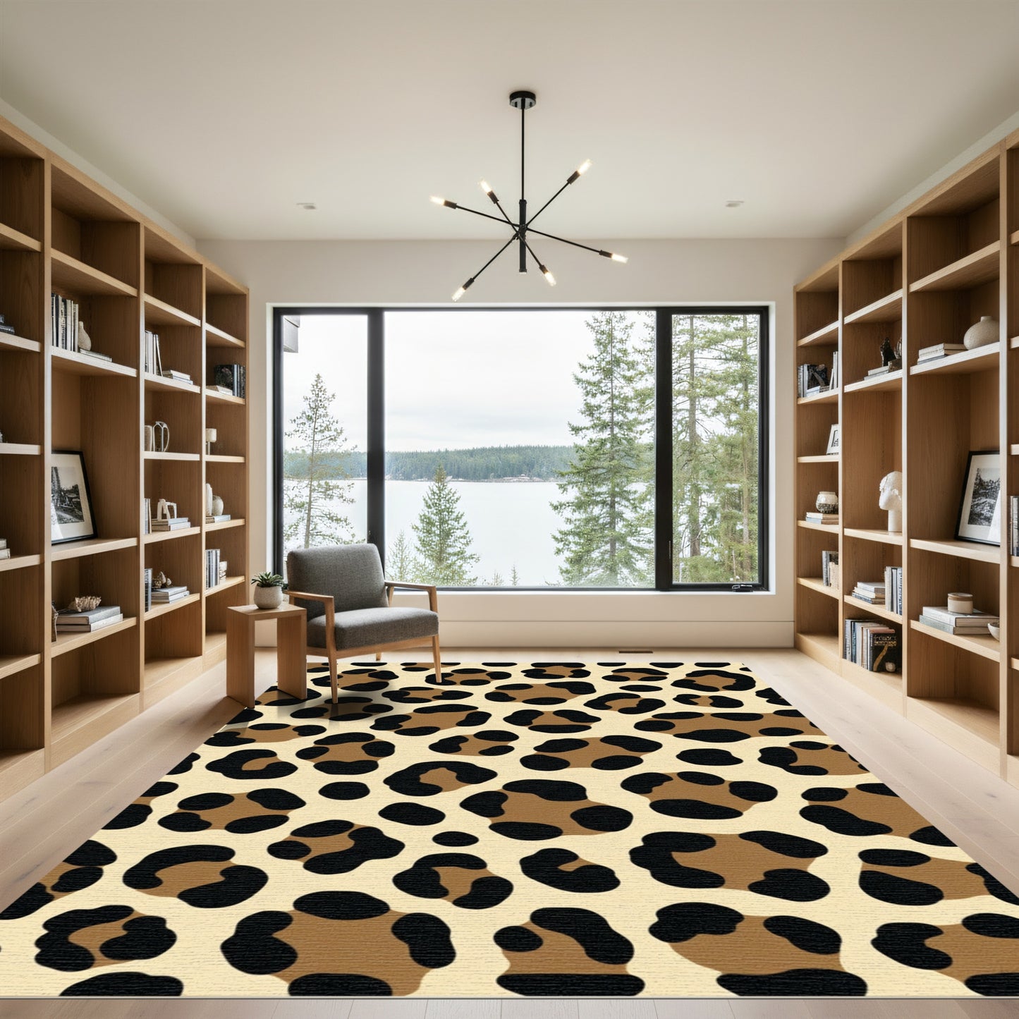 Brown Black Cheetah Spots Rug