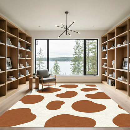 Brown Cream Droplet Amoeba Rug