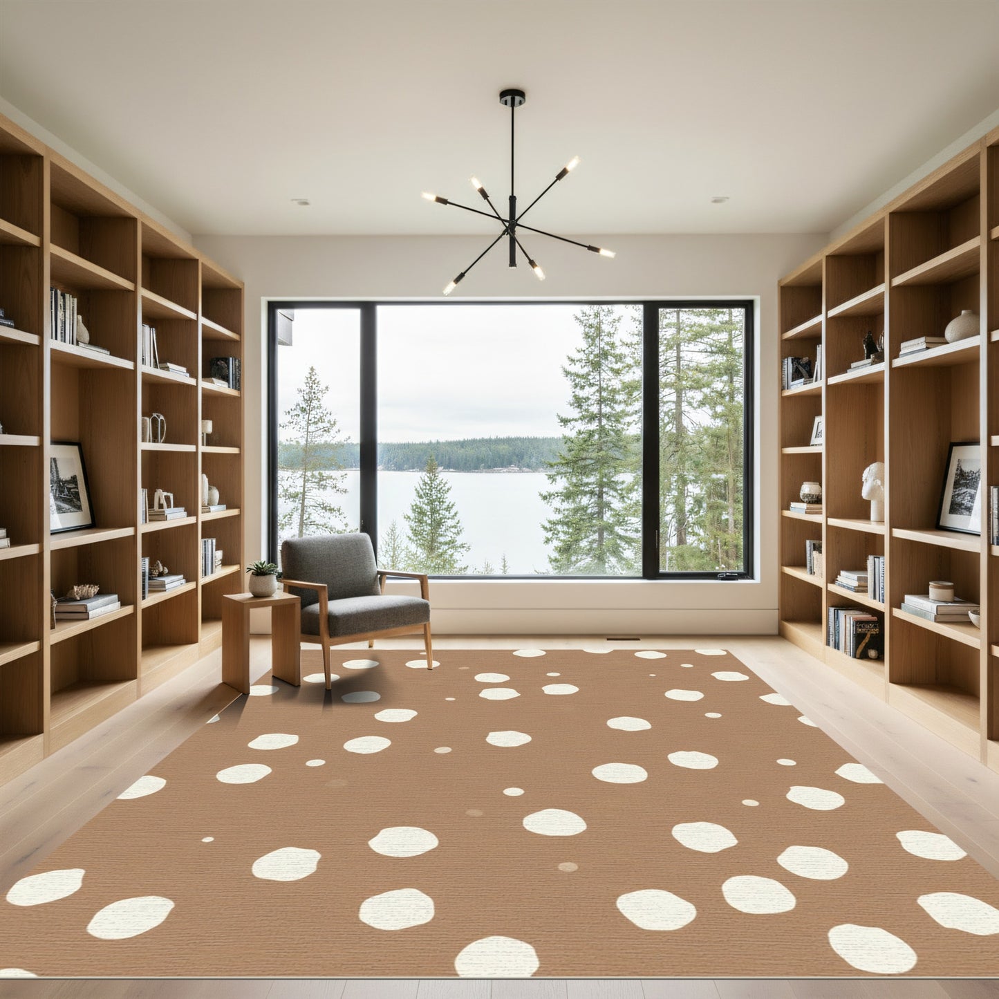 Warm Beige Polka Dot Scatter Rug