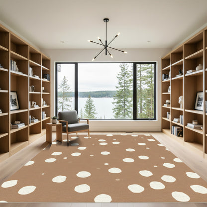 Warm Beige Polka Dot Scatter Rug