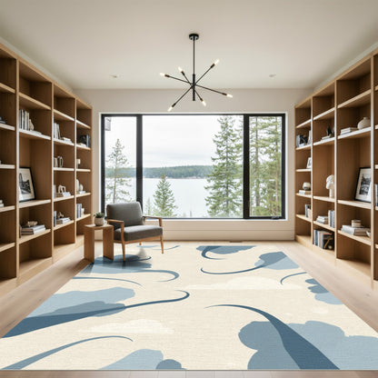 Whimsical Blue Swirls Cloudscape Rug