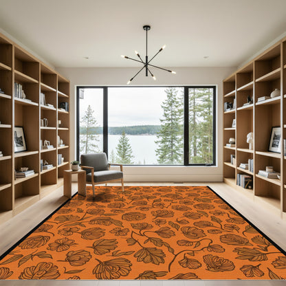 Terracotta Floral Vine Outline Rug