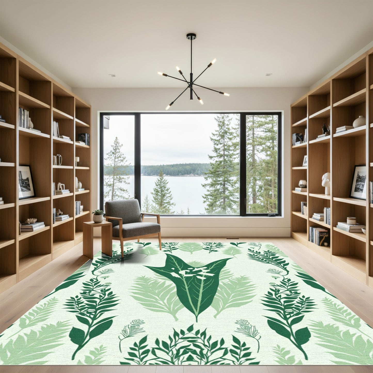 Emerald Leaf Garden Pattern Rug