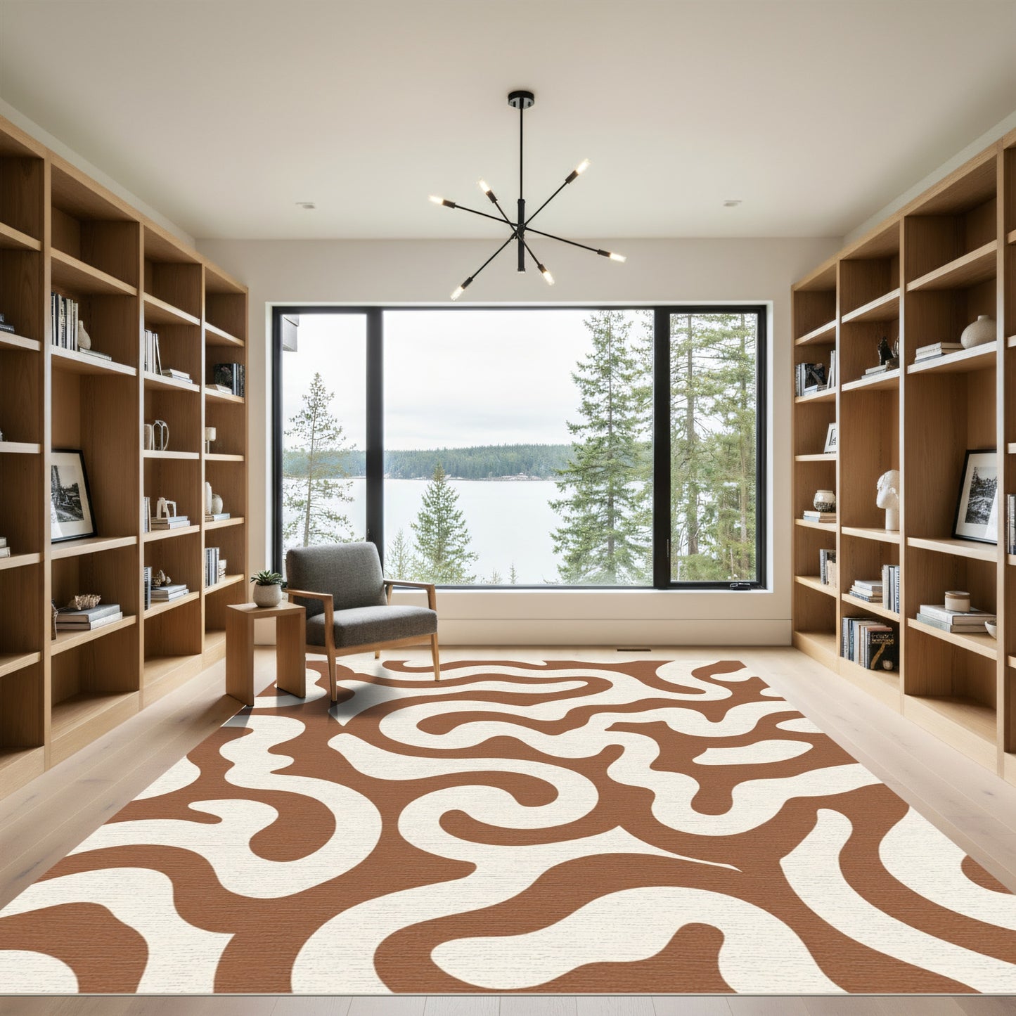 Earthy Swirl Abstract Modern Rug