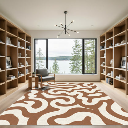 Earthy Swirl Abstract Modern Rug
