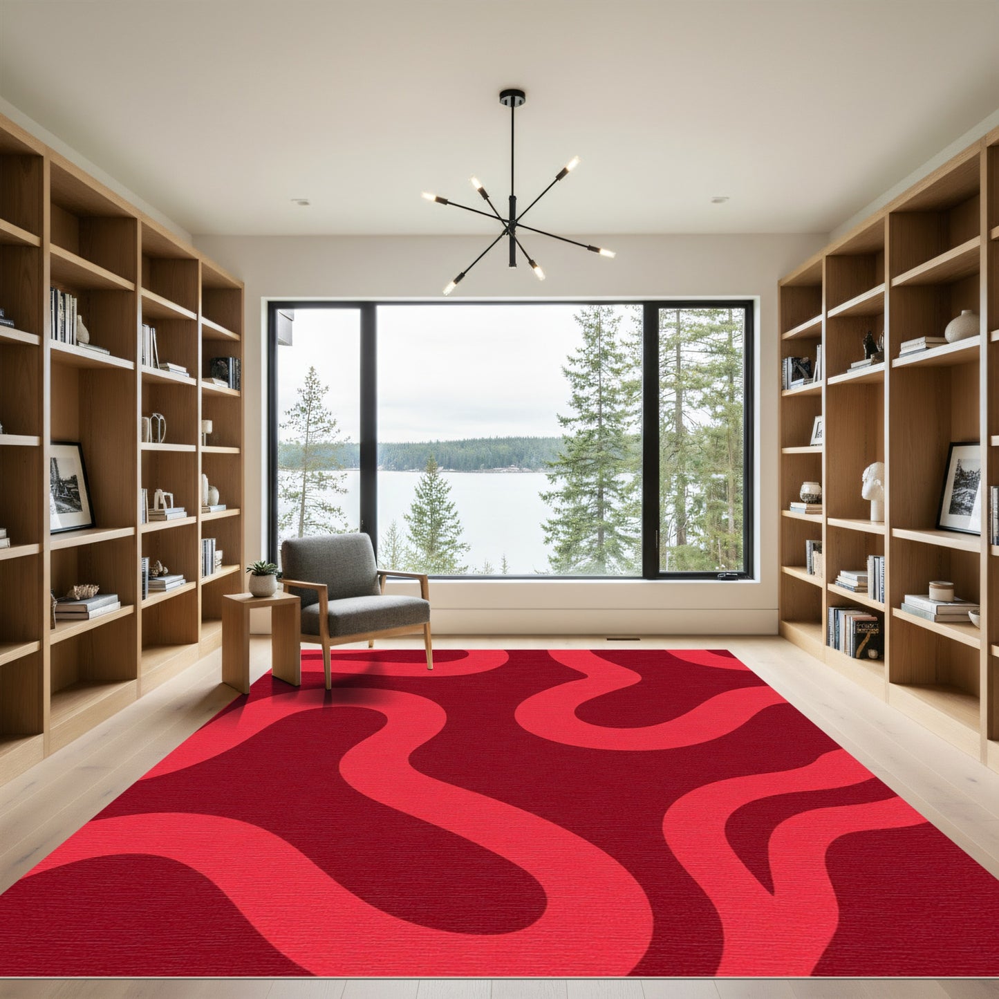 Crimson Red Organic Flow Rug