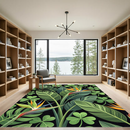 Exotic Bird of Paradise Clover Botanical Rug