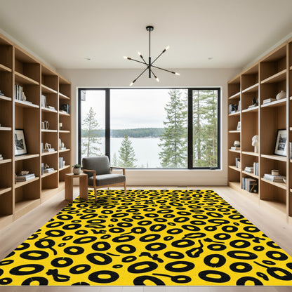 Golden Yellow Black Oval Spot Rug