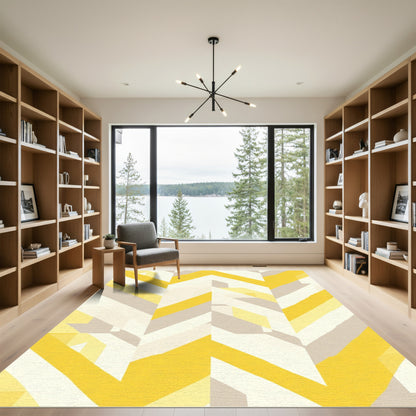 Sunny Yellow Geometric Chevron Rug
