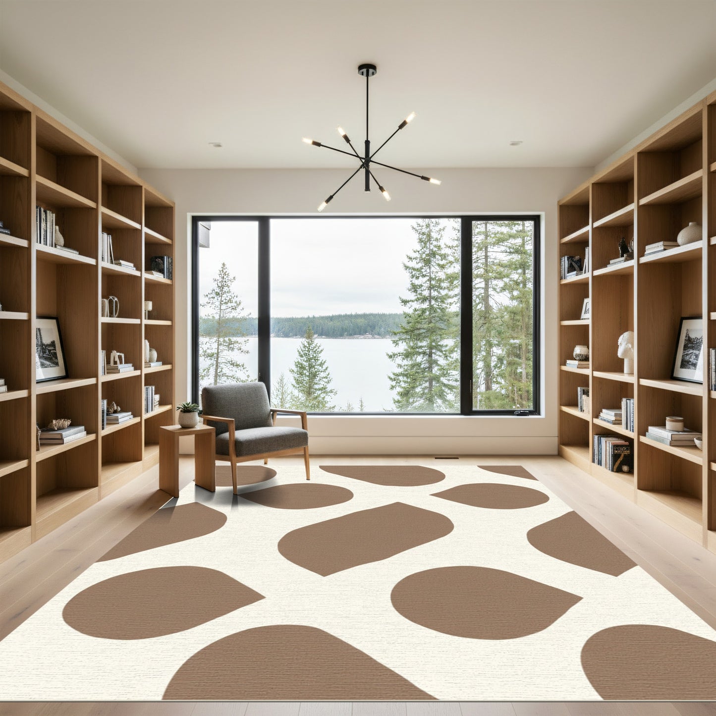 Neutral Taupe Abstract Blob Rug
