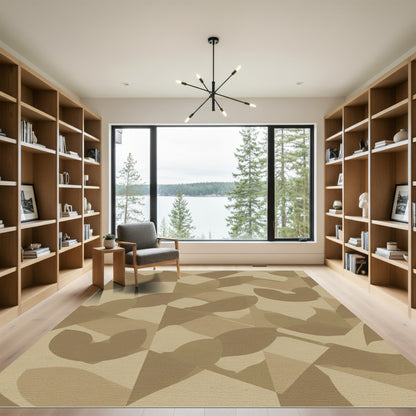 Abstract Sepia Geometric Overlay Rug
