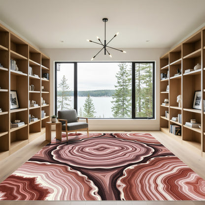 Rose And Brown Agate Swirls Rug