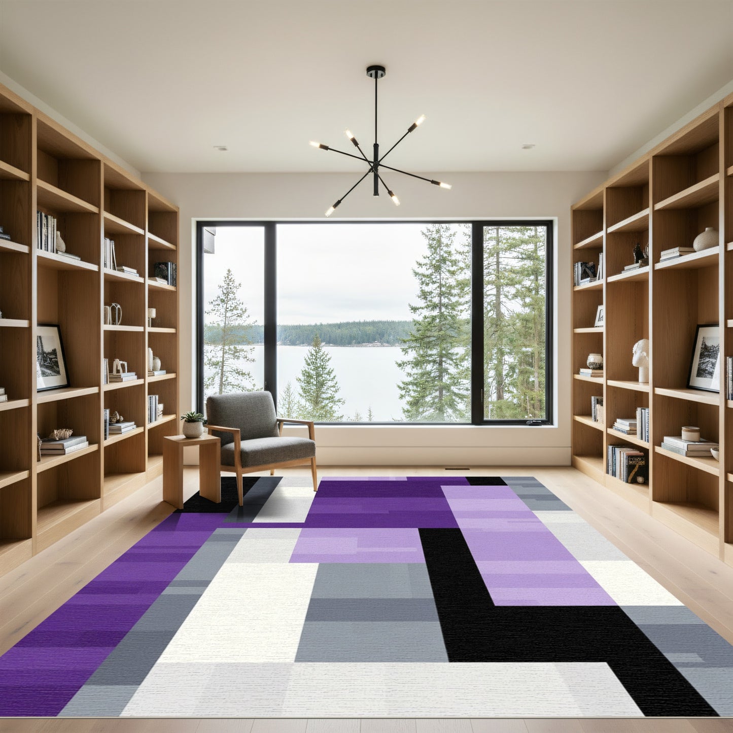 Abstract Purple Geometric Slate Rug
