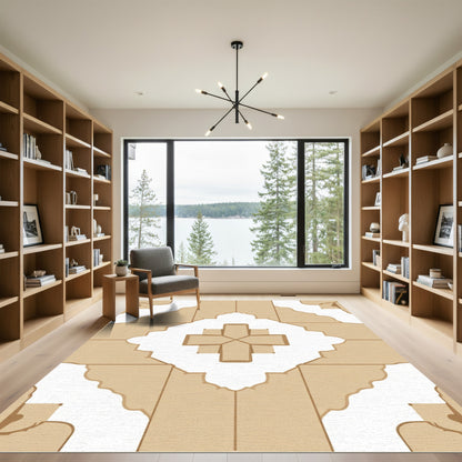 Neutral Earth Tone Arch Medallion Rug