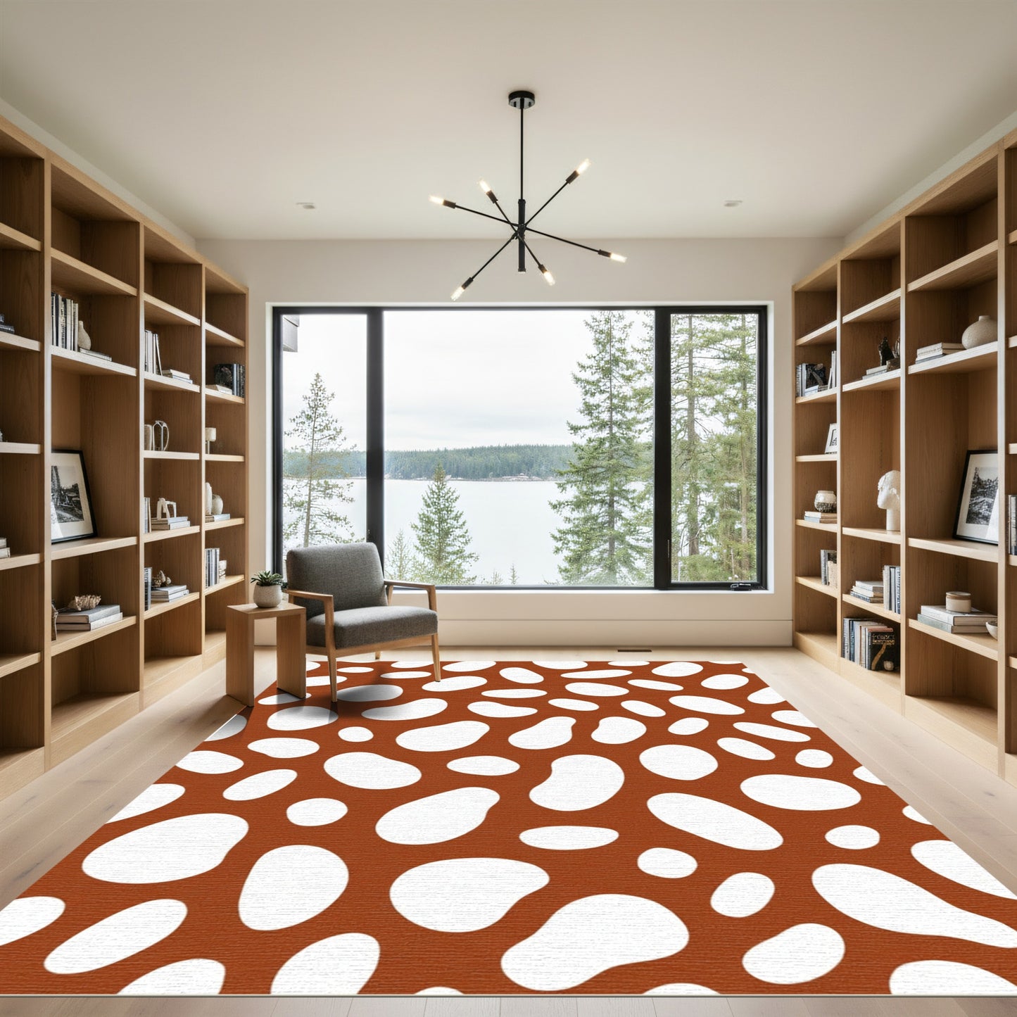 Brown White Organic Spots Rug
