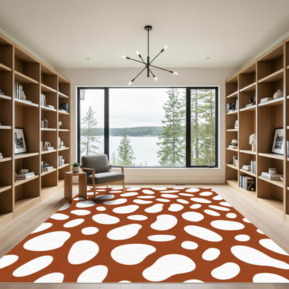 Brown White Organic Spots Rug