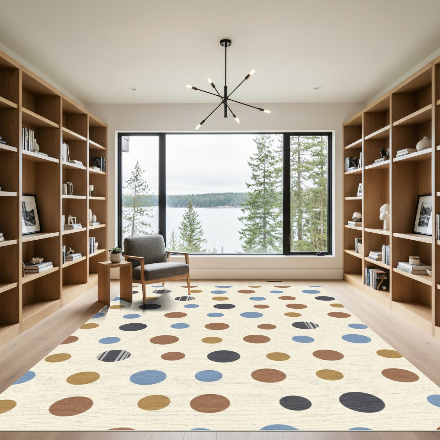 Mid Century Polka Dot Circles Rug
