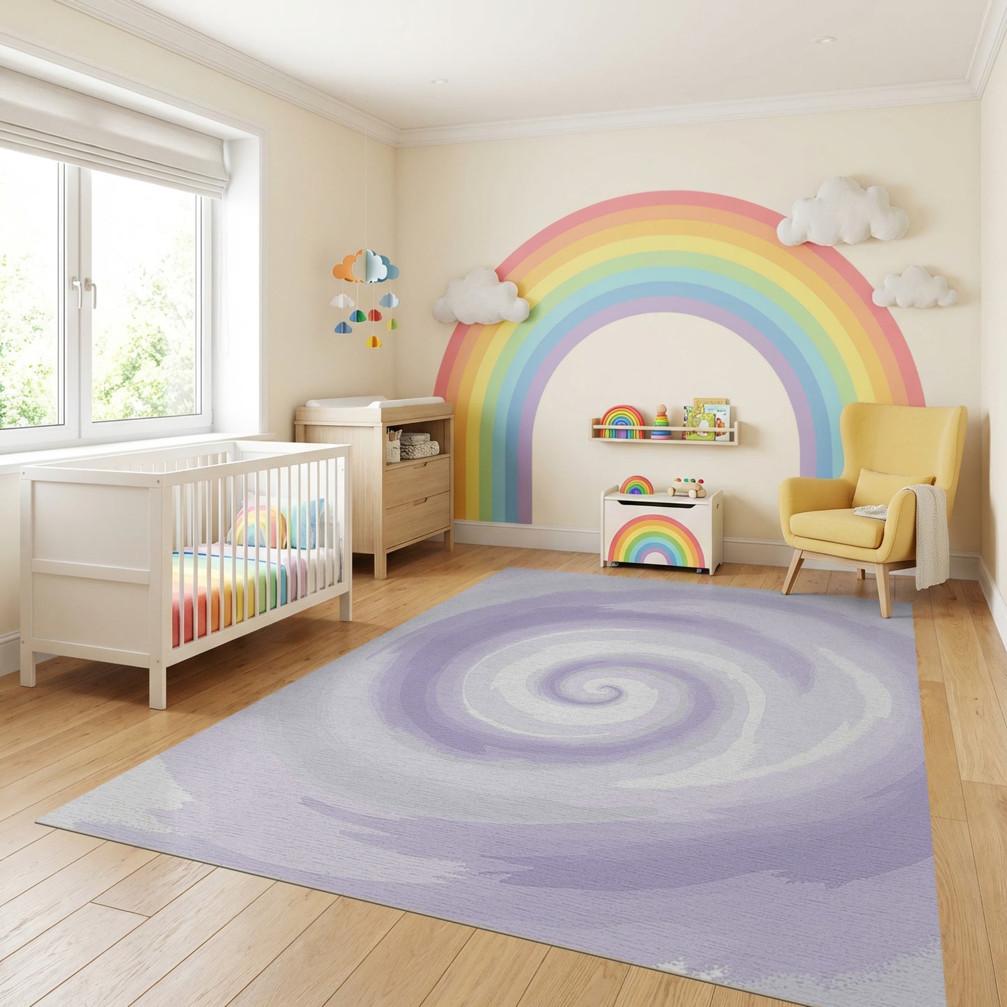 Hypnotic Purple Spiral Gradient Rug