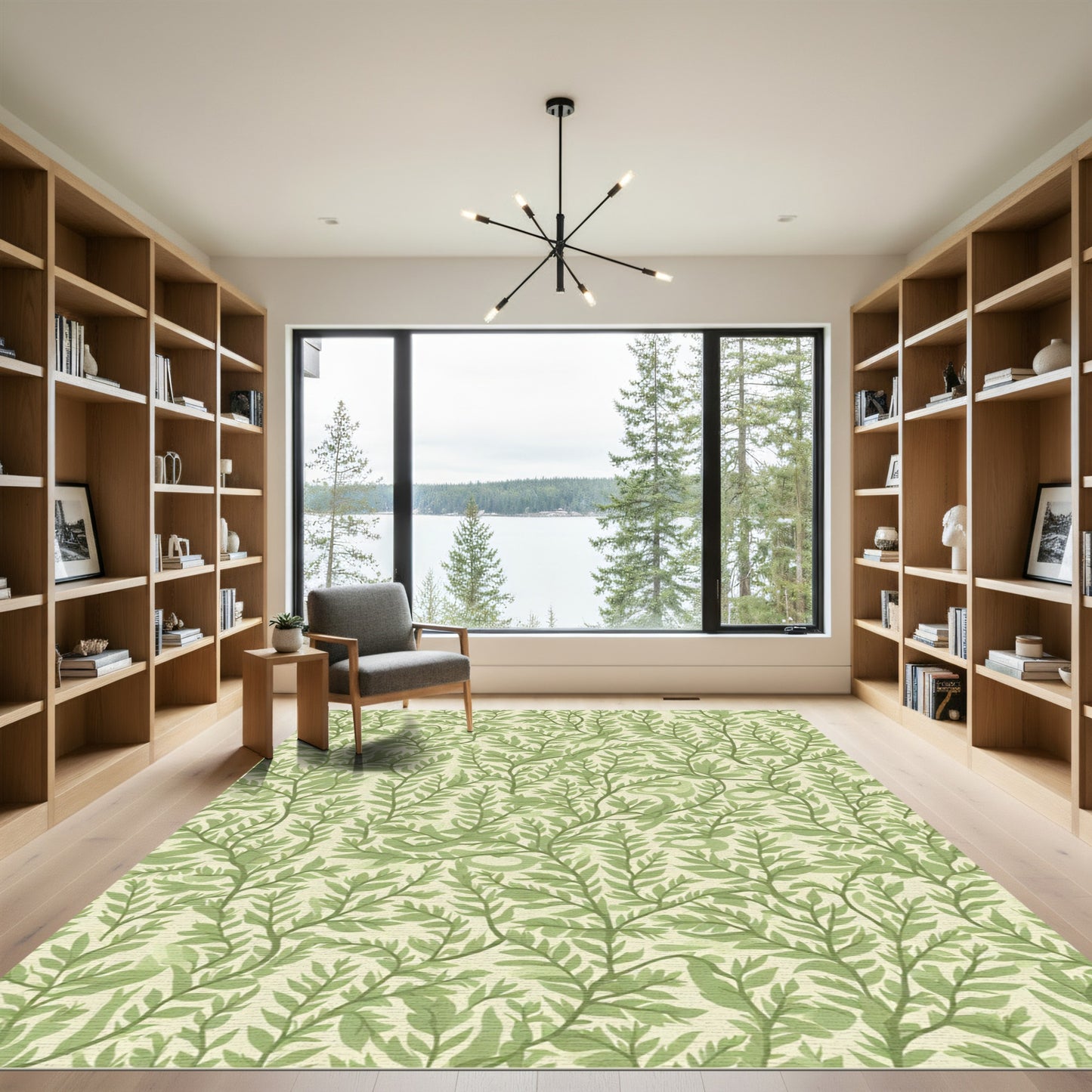 Verdant Green Fern Frond Garland Rug