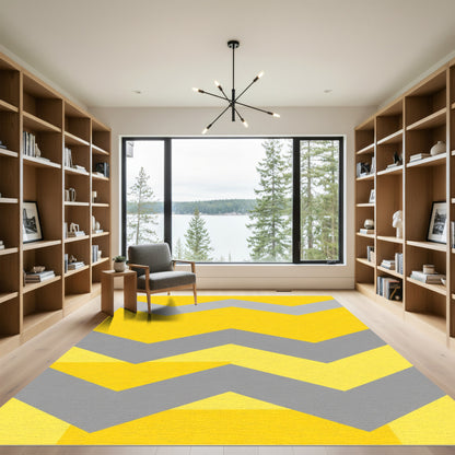 Yellow Gray Chevron Abstract Rug