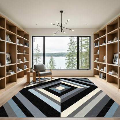 Geometric Monochromatic Diamond Stripe Rug
