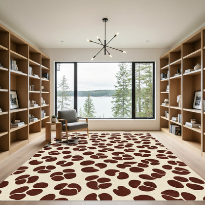 Modern Cream Brown Abstract Spot Rug