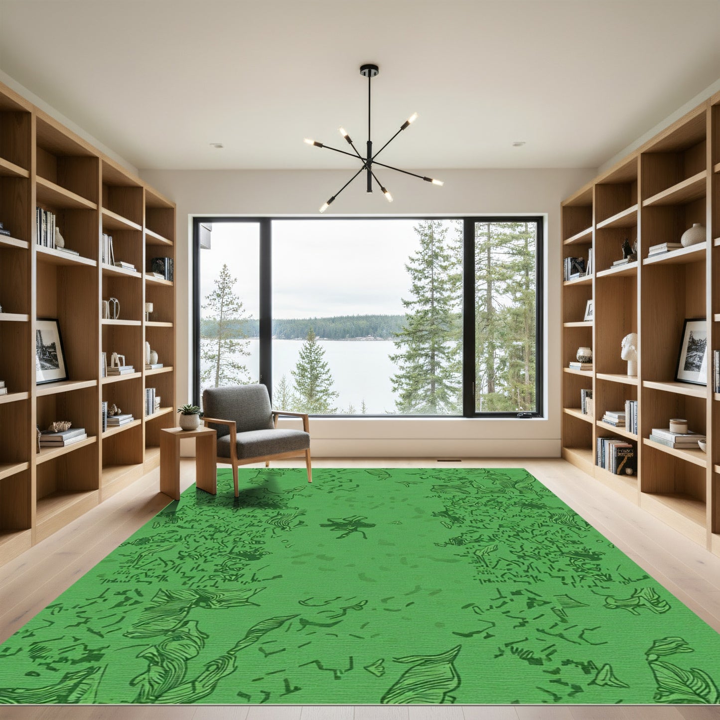 Abstract Green Organic Swirl Rug