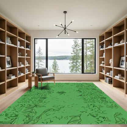 Abstract Green Organic Swirl Rug