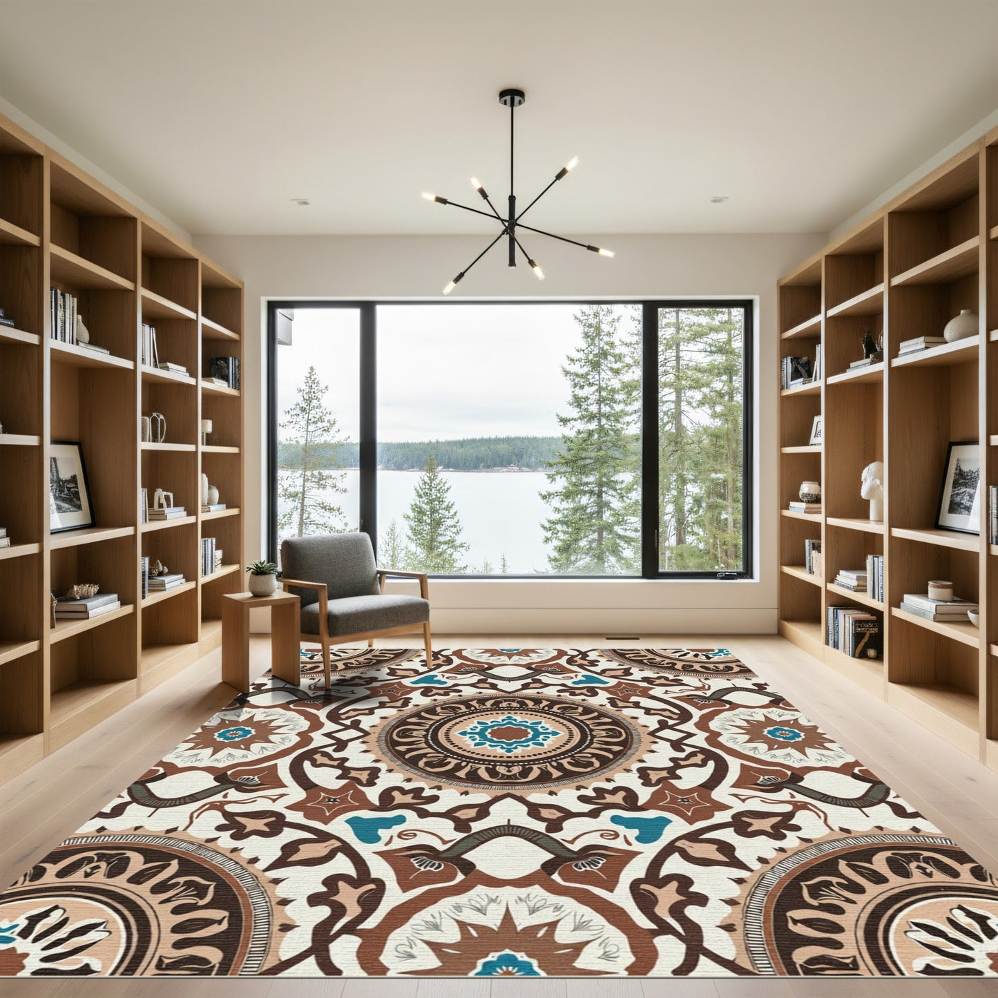 Earth Tones Medallion Mandala Art Rug
