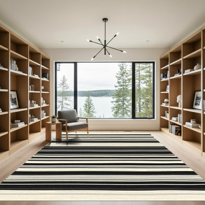 Monochromatic Striped Organic Rug