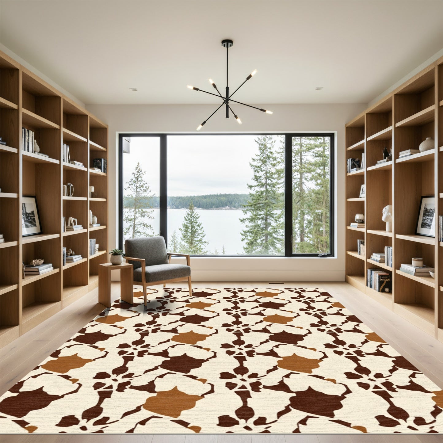 Earthy Tones Abstract Floral Connection Rug