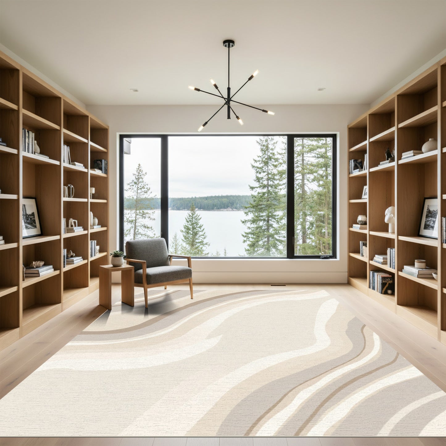 Neutral Beige Marble Flow Rug