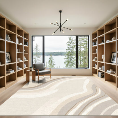 Neutral Beige Marble Flow Rug