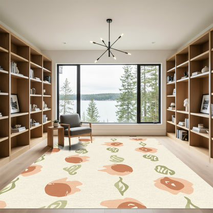 Terracotta Blush Abstract Floral Arrangement Rug