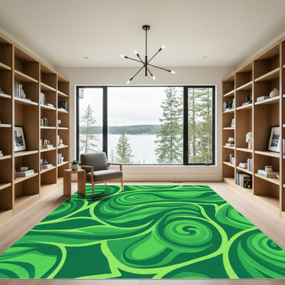 Emerald Swirl Flow Abstract Rug