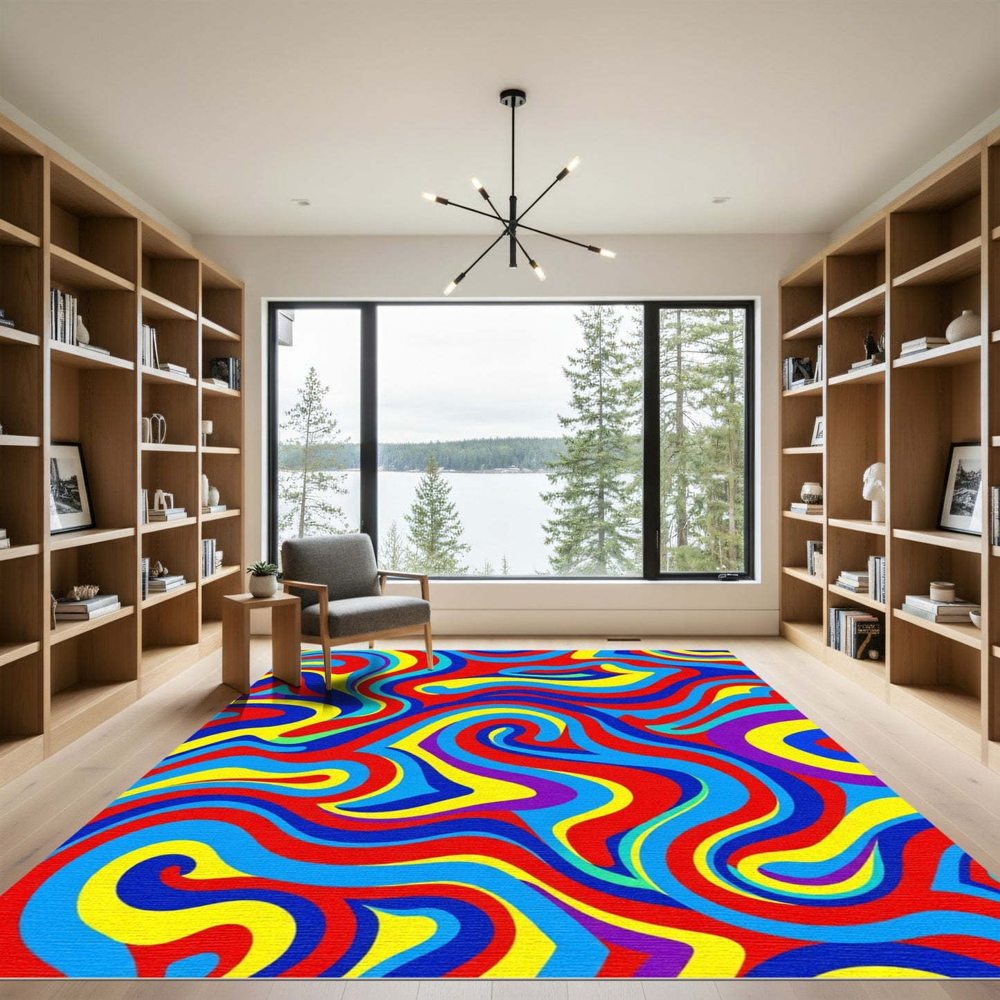Vibrant Swirling Psychedelic Color Waves Rug
