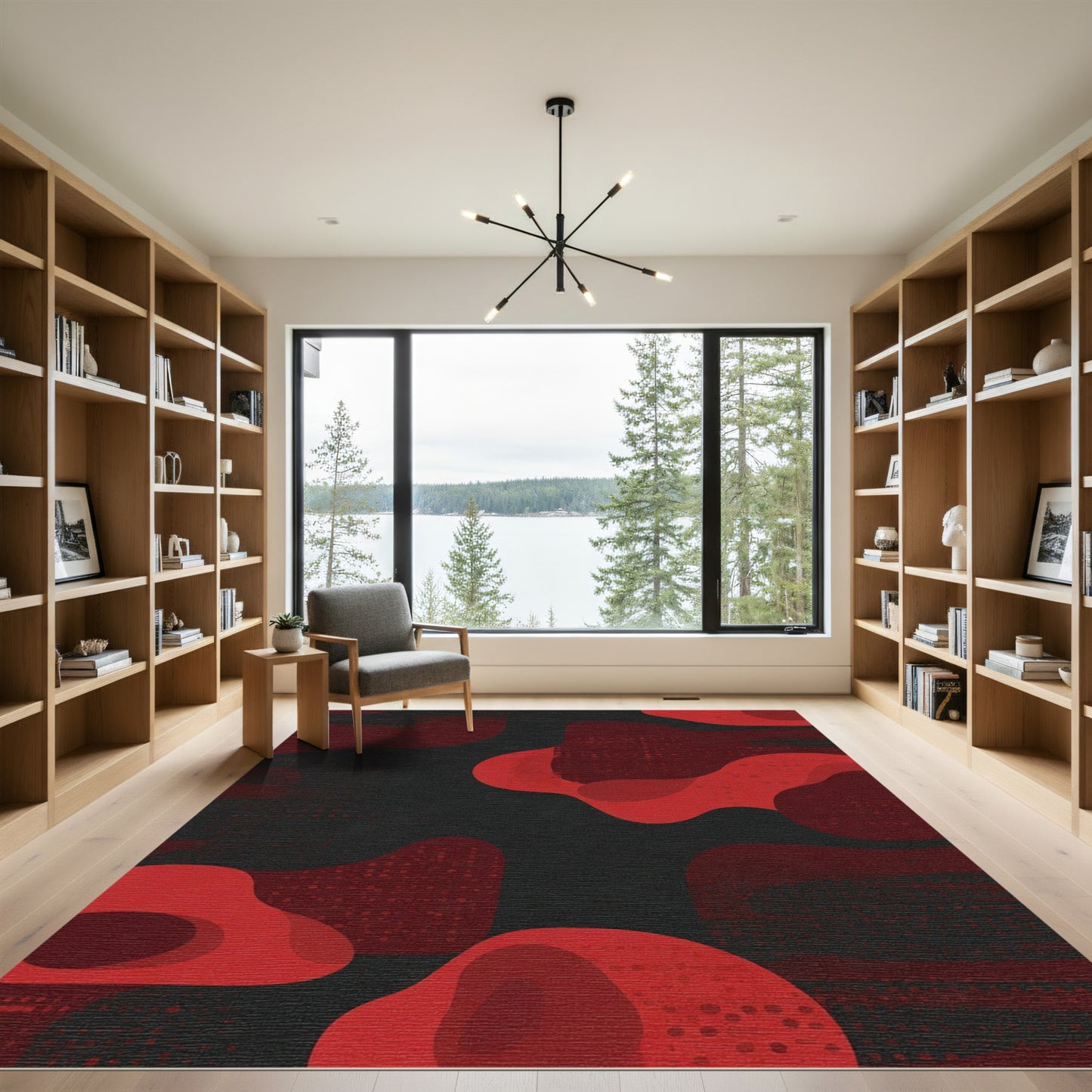 Abstract Crimson Blob Texture Rug