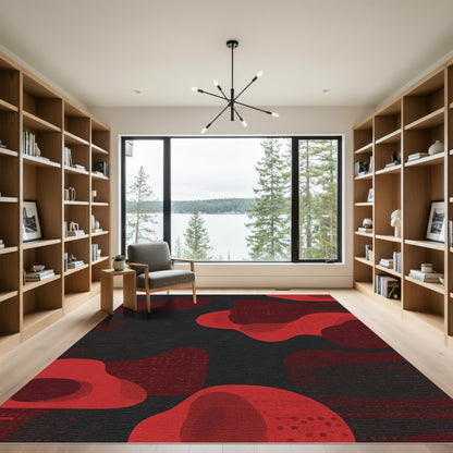 Abstract Crimson Blob Texture Rug