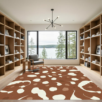 Rustic Brown Abstract Blobs Rug